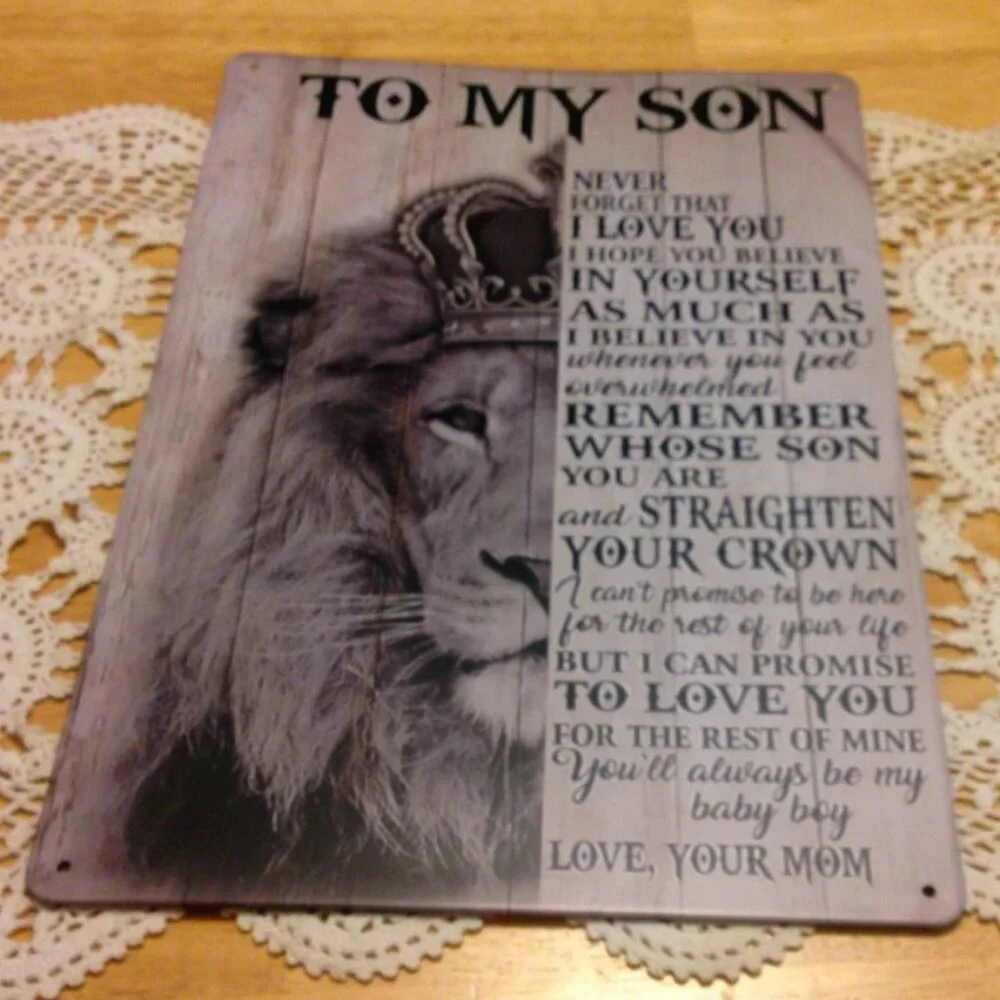 Weathered look wall art with lion, son's birthday or gift idea